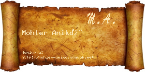 Mohler Anikó névjegykártya